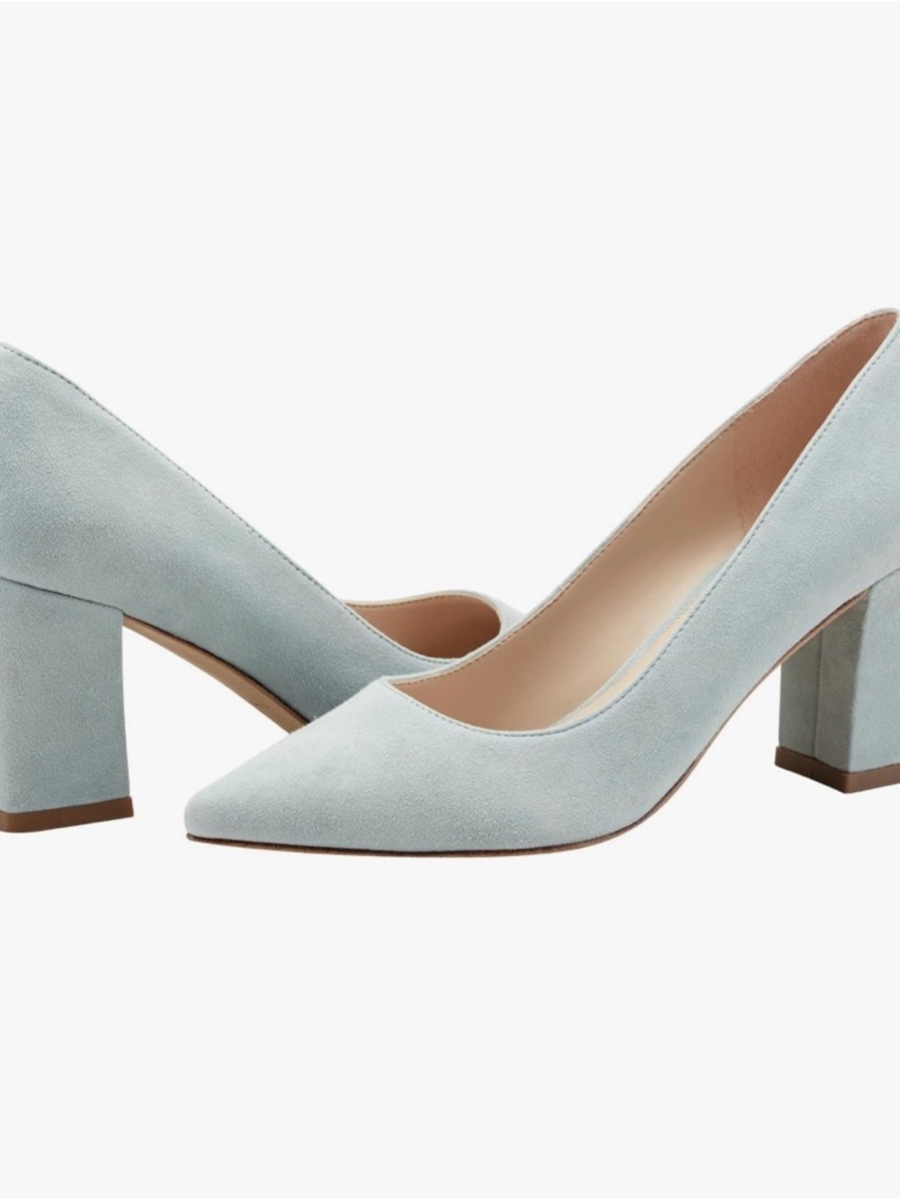 Marc Fisher Powder Blue Suede Block Heel Pumps